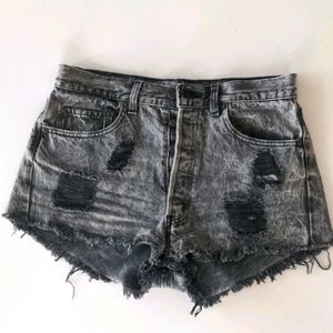 Levi 501 acid wash ripped high waisted shorts
